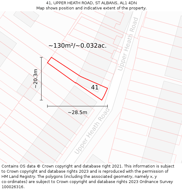 41, UPPER HEATH ROAD, ST ALBANS, AL1 4DN: Plot and title map