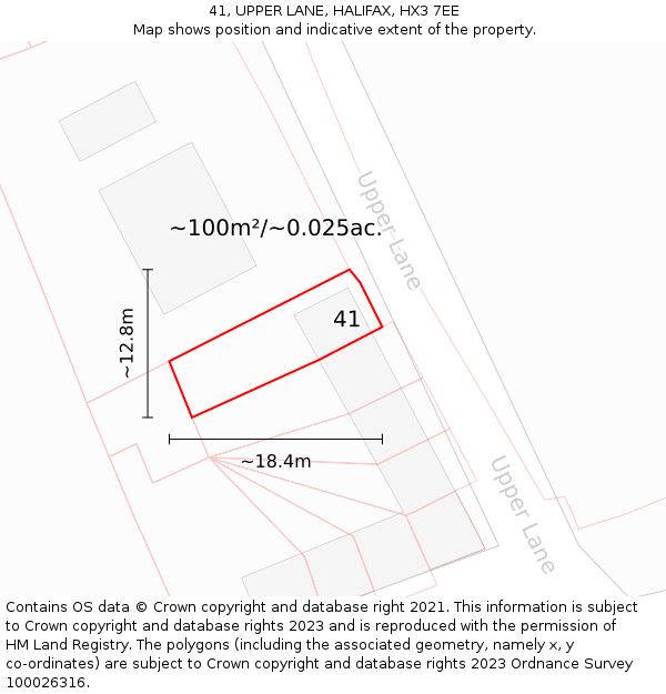 41, UPPER LANE, HALIFAX, HX3 7EE: Plot and title map
