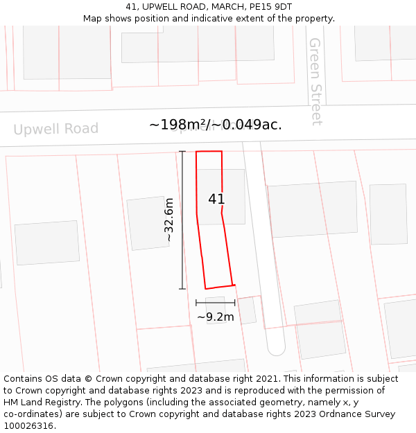 41, UPWELL ROAD, MARCH, PE15 9DT: Plot and title map