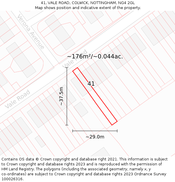 41, VALE ROAD, COLWICK, NOTTINGHAM, NG4 2GL: Plot and title map