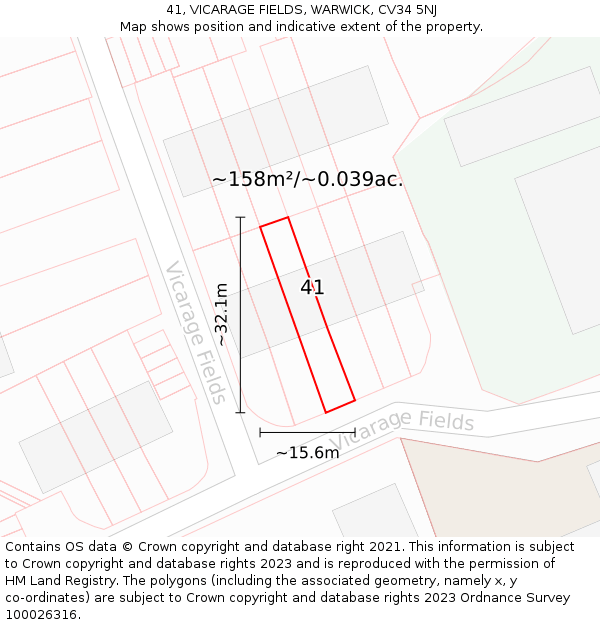 41, VICARAGE FIELDS, WARWICK, CV34 5NJ: Plot and title map