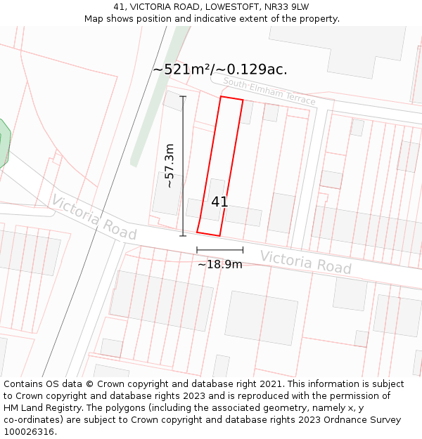 41, VICTORIA ROAD, LOWESTOFT, NR33 9LW: Plot and title map