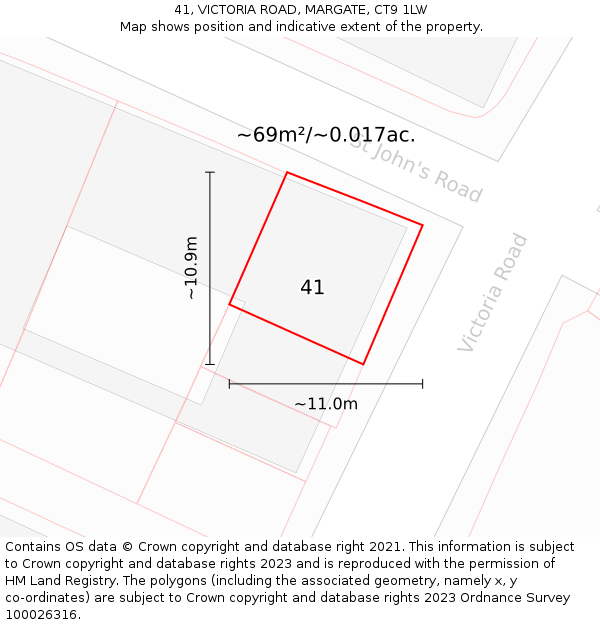 41, VICTORIA ROAD, MARGATE, CT9 1LW: Plot and title map