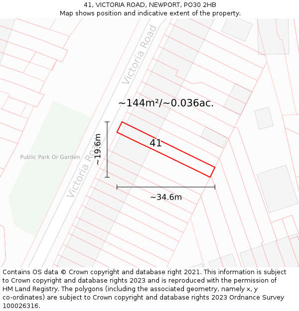 41, VICTORIA ROAD, NEWPORT, PO30 2HB: Plot and title map