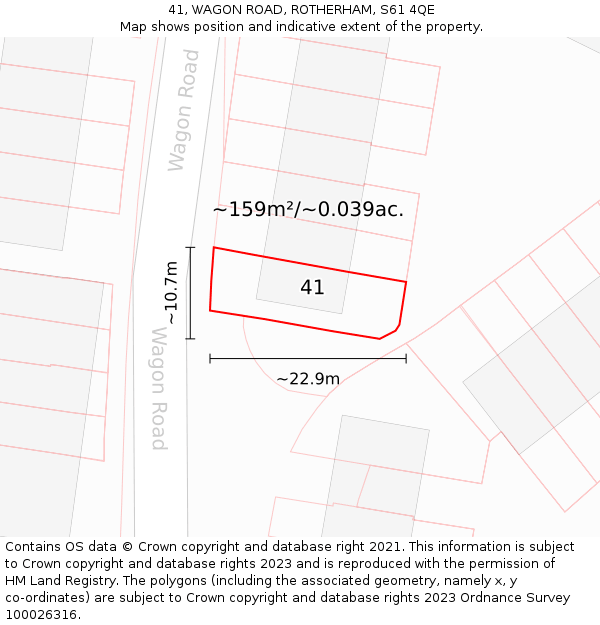 41, WAGON ROAD, ROTHERHAM, S61 4QE: Plot and title map