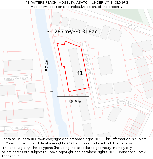41, WATERS REACH, MOSSLEY, ASHTON-UNDER-LYNE, OL5 9FG: Plot and title map