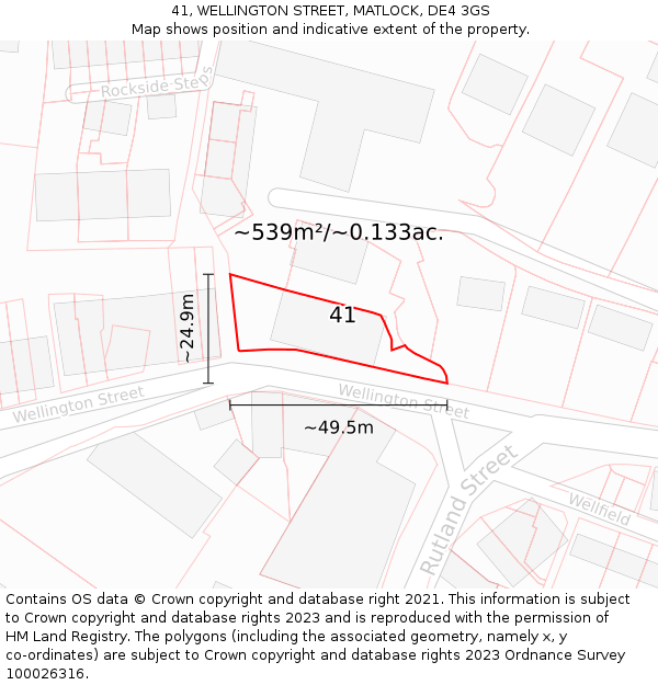 41, WELLINGTON STREET, MATLOCK, DE4 3GS: Plot and title map