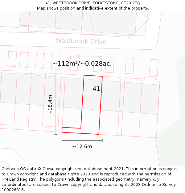 41, WESTBROOK DRIVE, FOLKESTONE, CT20 2EQ: Plot and title map