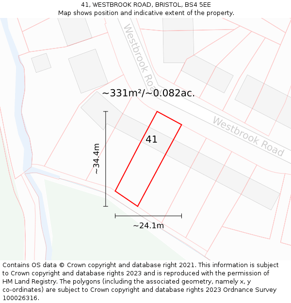 41, WESTBROOK ROAD, BRISTOL, BS4 5EE: Plot and title map