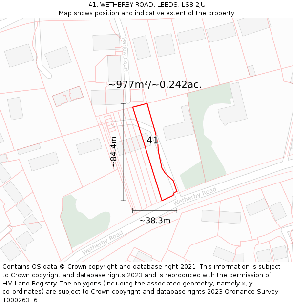 41, WETHERBY ROAD, LEEDS, LS8 2JU: Plot and title map