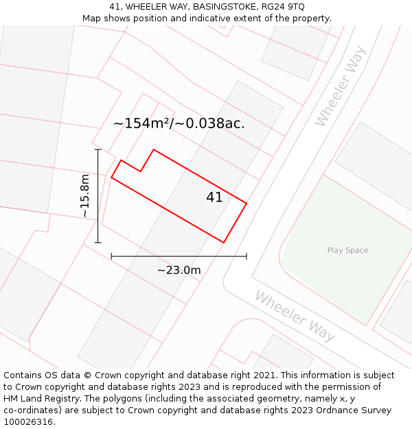 41, WHEELER WAY, BASINGSTOKE, RG24 9TQ: Plot and title map