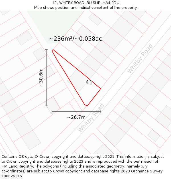 41, WHITBY ROAD, RUISLIP, HA4 9DU: Plot and title map