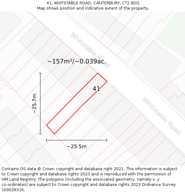 41, WHITSTABLE ROAD, CANTERBURY, CT2 8DG: Plot and title map