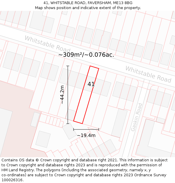 41, WHITSTABLE ROAD, FAVERSHAM, ME13 8BG: Plot and title map