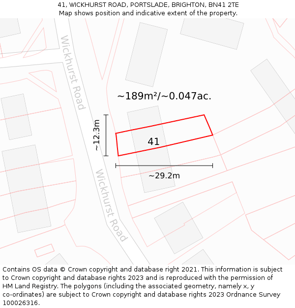 41, WICKHURST ROAD, PORTSLADE, BRIGHTON, BN41 2TE: Plot and title map
