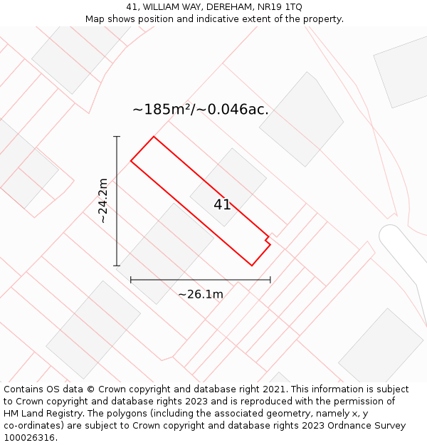 41, WILLIAM WAY, DEREHAM, NR19 1TQ: Plot and title map