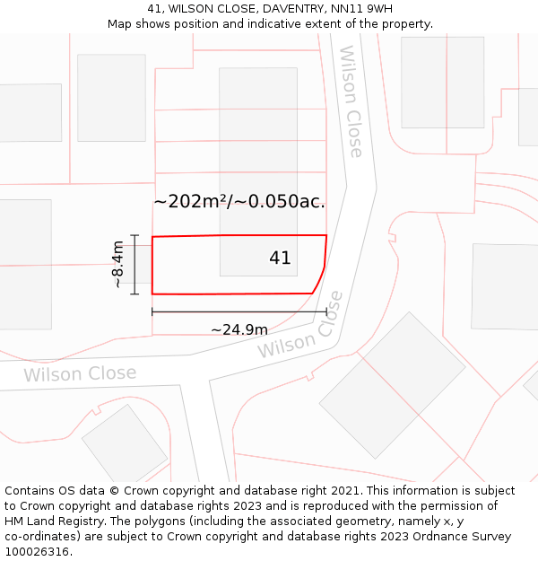 41, WILSON CLOSE, DAVENTRY, NN11 9WH: Plot and title map