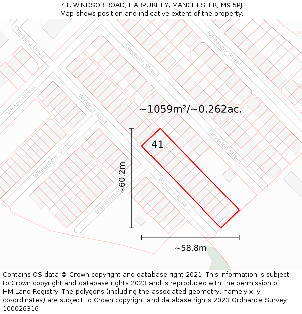 41, WINDSOR ROAD, HARPURHEY, MANCHESTER, M9 5PJ: Plot and title map