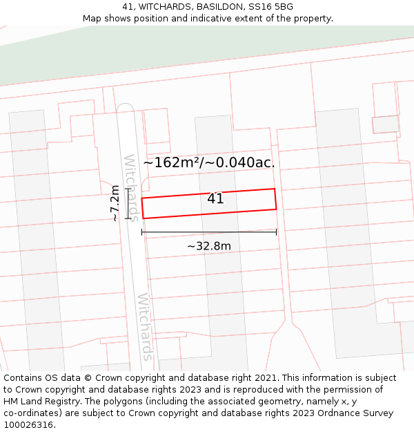 41, WITCHARDS, BASILDON, SS16 5BG: Plot and title map