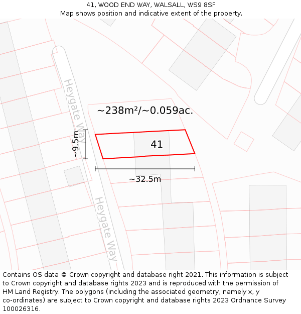 41, WOOD END WAY, WALSALL, WS9 8SF: Plot and title map
