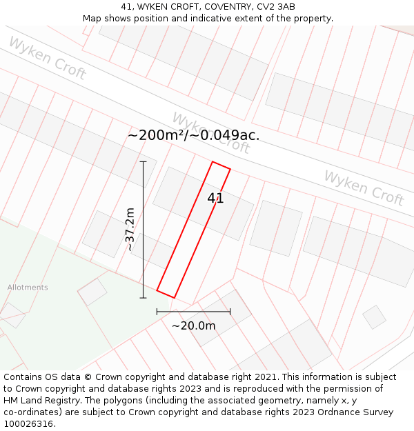 41, WYKEN CROFT, COVENTRY, CV2 3AB: Plot and title map