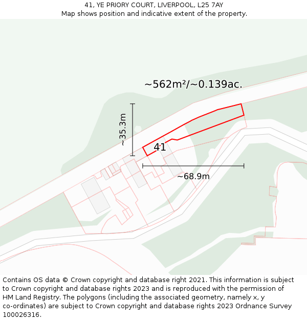 41, YE PRIORY COURT, LIVERPOOL, L25 7AY: Plot and title map