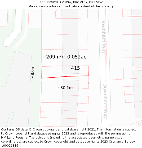 415, DOWNHAM WAY, BROMLEY, BR1 5EW: Plot and title map
