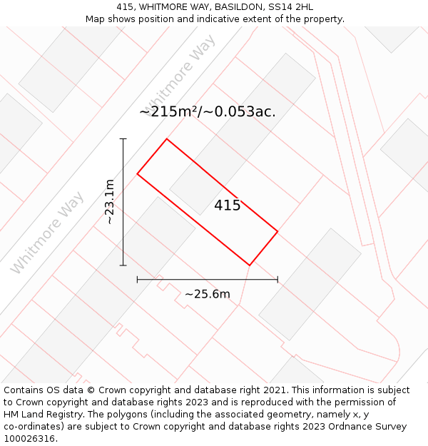 415, WHITMORE WAY, BASILDON, SS14 2HL: Plot and title map
