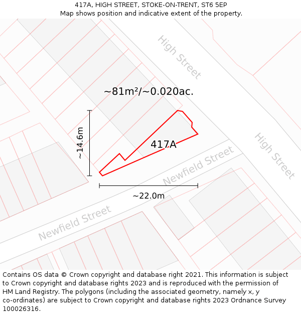417A, HIGH STREET, STOKE-ON-TRENT, ST6 5EP: Plot and title map