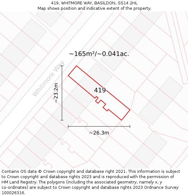 419, WHITMORE WAY, BASILDON, SS14 2HL: Plot and title map