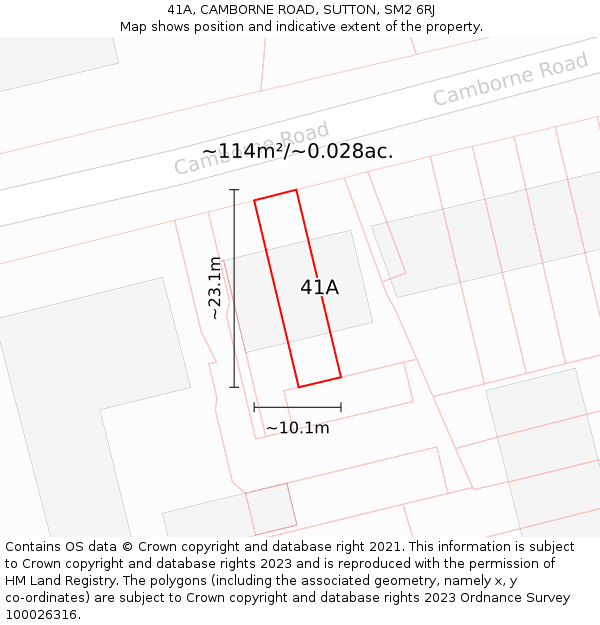 41A, CAMBORNE ROAD, SUTTON, SM2 6RJ: Plot and title map