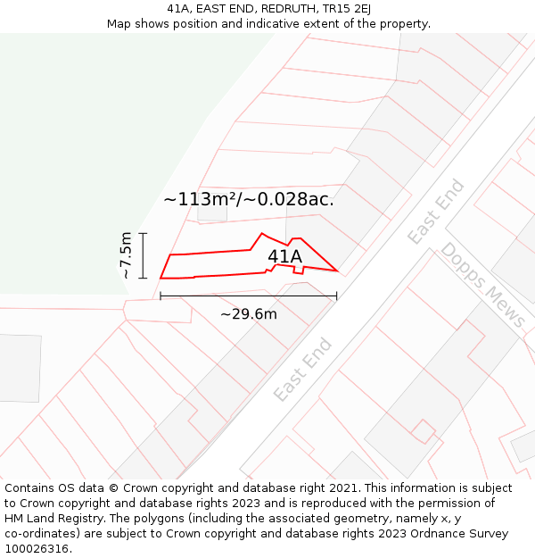 41A, EAST END, REDRUTH, TR15 2EJ: Plot and title map