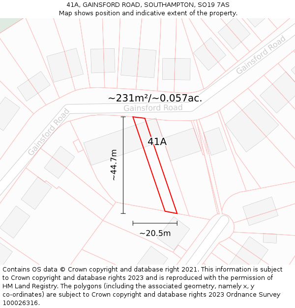 41A, GAINSFORD ROAD, SOUTHAMPTON, SO19 7AS: Plot and title map