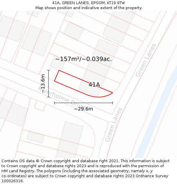 41A, GREEN LANES, EPSOM, KT19 9TW: Plot and title map