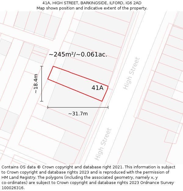 41A, HIGH STREET, BARKINGSIDE, ILFORD, IG6 2AD: Plot and title map