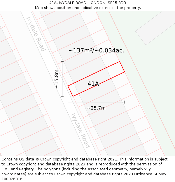41A, IVYDALE ROAD, LONDON, SE15 3DR: Plot and title map