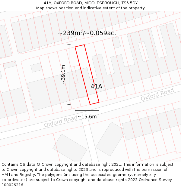 41A, OXFORD ROAD, MIDDLESBROUGH, TS5 5DY: Plot and title map