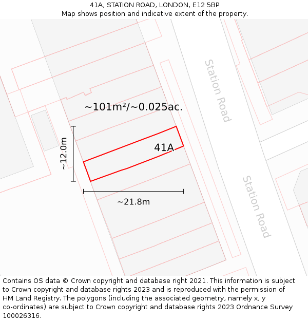 41A, STATION ROAD, LONDON, E12 5BP: Plot and title map
