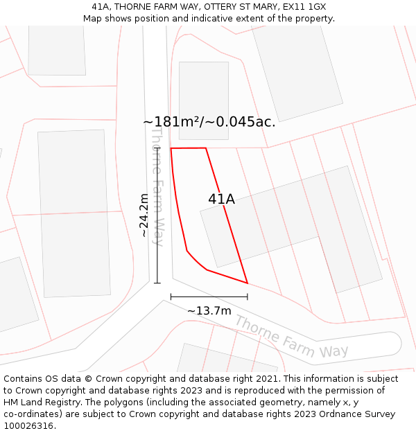 41A, THORNE FARM WAY, OTTERY ST MARY, EX11 1GX: Plot and title map
