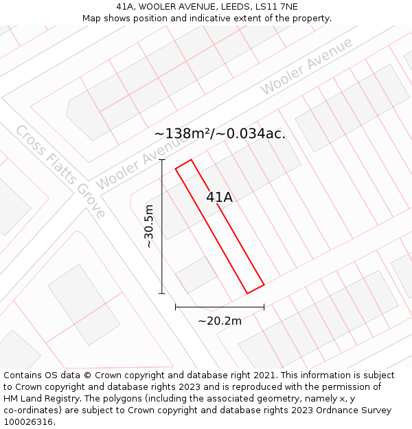 41A, WOOLER AVENUE, LEEDS, LS11 7NE: Plot and title map