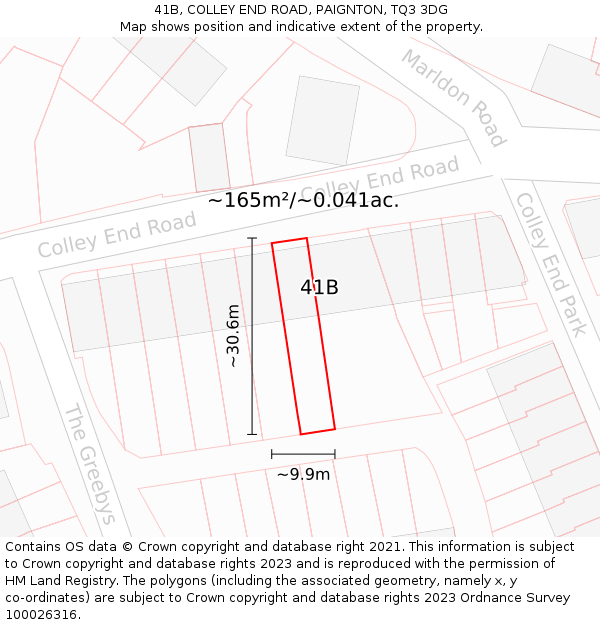 41B, COLLEY END ROAD, PAIGNTON, TQ3 3DG: Plot and title map