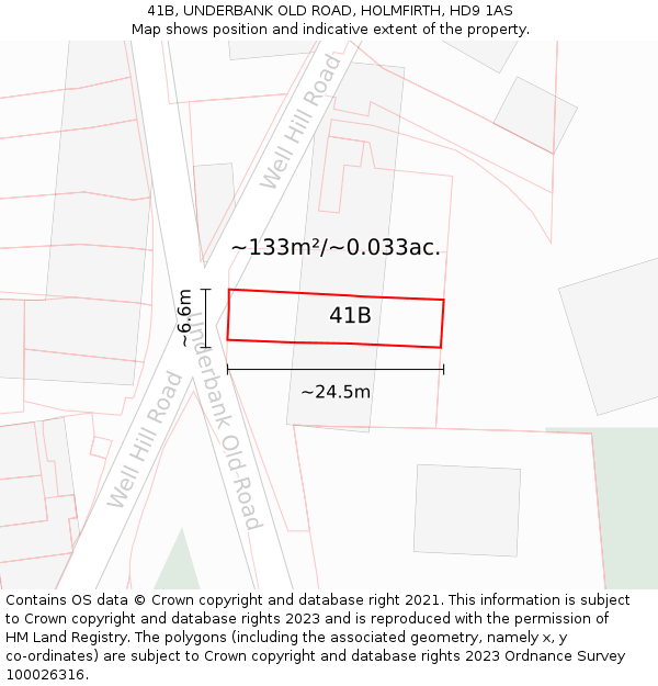 41B, UNDERBANK OLD ROAD, HOLMFIRTH, HD9 1AS: Plot and title map