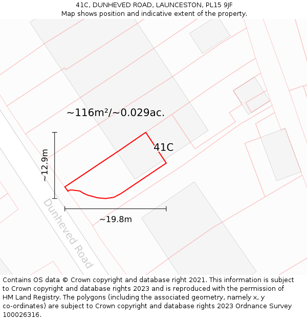 41C, DUNHEVED ROAD, LAUNCESTON, PL15 9JF: Plot and title map