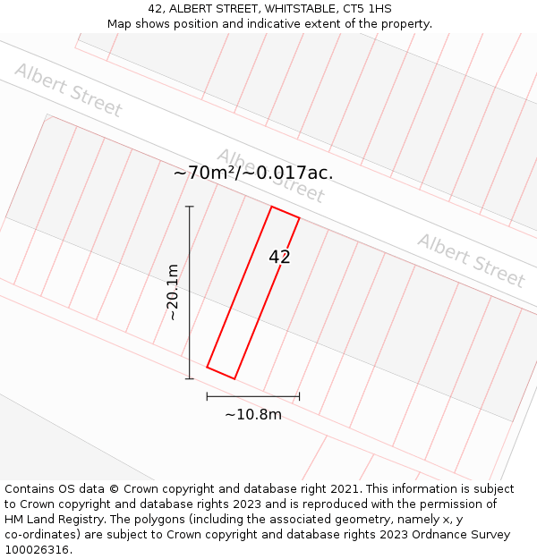 42, ALBERT STREET, WHITSTABLE, CT5 1HS: Plot and title map