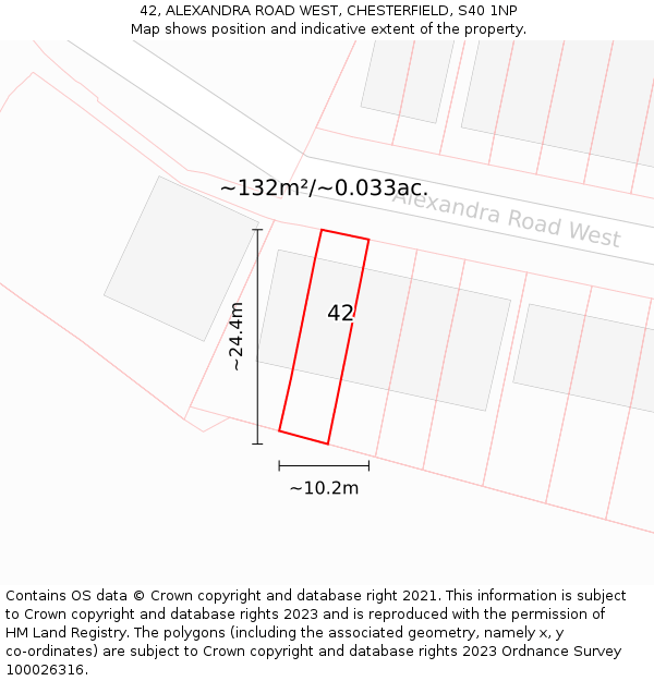 42, ALEXANDRA ROAD WEST, CHESTERFIELD, S40 1NP: Plot and title map