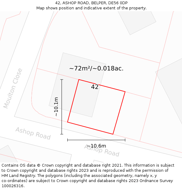 42, ASHOP ROAD, BELPER, DE56 0DP: Plot and title map