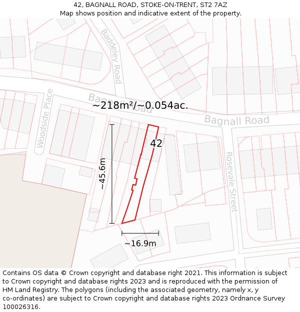 42, BAGNALL ROAD, STOKE-ON-TRENT, ST2 7AZ: Plot and title map