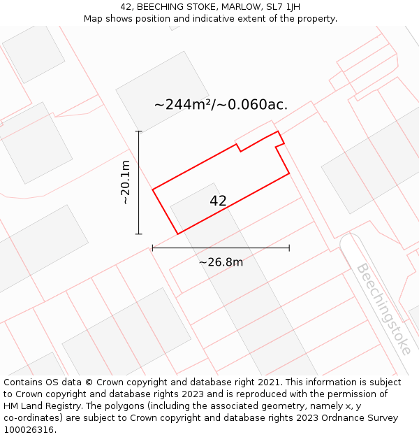 42, BEECHING STOKE, MARLOW, SL7 1JH: Plot and title map