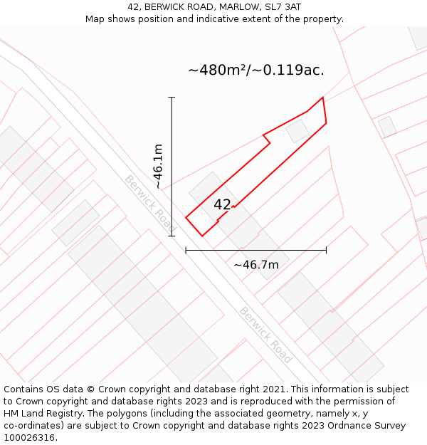 42, BERWICK ROAD, MARLOW, SL7 3AT: Plot and title map
