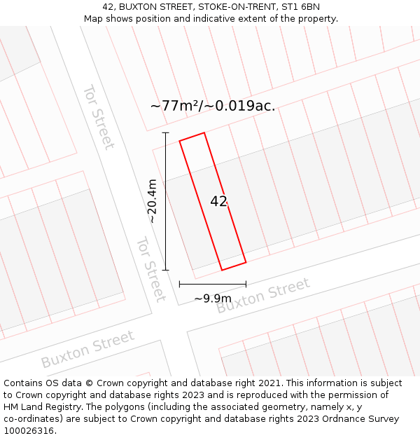 42, BUXTON STREET, STOKE-ON-TRENT, ST1 6BN: Plot and title map